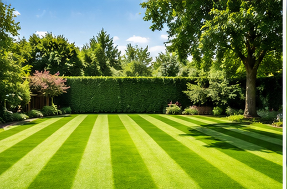 Freshly cut striped lawn